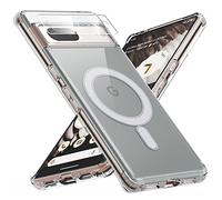 MAKAVO for Google Pixel 7 Case, Magnetic Cover Compatible with MagSafe, Slim Thin Crystal Clear Shockproof Phone Shell with Hard Back & Soft Edge, Camera Lens Protector