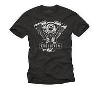 MAKAYA Abbigliamento Moto - Evolution - Maglietta Manica Corta Cotone - T-Shirt Uomo Motociclista Nero M