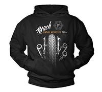 MAKAYA Felpa con Cappuccio a Manica Lunga da Uomo - Disegno Mach 4 Stama Moto Nera L