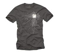 MAKAYA Gaming CPU - Idea Regalo Nerd Maglietta Uomo T-Shirt Nera Divertenti Theory Grigio Scuro S