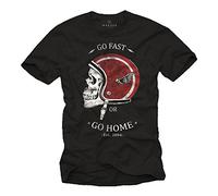 MAKAYA Go Fast OR Go Home - T-Shirt Casco Moto Uomo - Maglietta Motocross Nera L