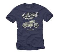 MAKAYA Idee Regalo Originali Uomo Moto - Maglietta Biker Motociclista Davidson Custom Bike Blu XXXXL