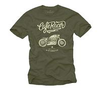 MAKAYA Idee Regalo Originali Uomo Moto - Maglietta Biker Motociclista Davidson Custom Bike Verde L