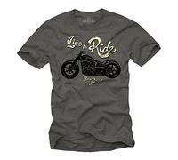 MAKAYA Live TO Ride - Maglietta Biker Uomo - Abbigliamento Moto - T-Shirt Custom Davidsons Evolution Grigio XXXXL