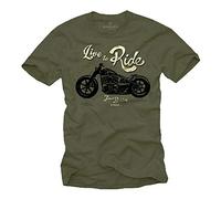 MAKAYA Live TO Ride - Maglietta Biker Uomo - Abbigliamento Moto - T-Shirt Custom Davidsons Evolution Verde XXL