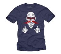 MAKAYA Maglette Divertenti Uomo Nerd - Goku Dragon Gym Master Roshi - Regalo Anime Manga Comic - T-Shirt Geek Blu Ball L