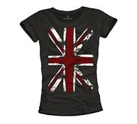 MAKAYA Maglietta Bandiera Inglese Union Jack T-Shirt Donna