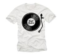 MAKAYA Maglietta con Stampa - Regalo Uomo Musiali Rock Electro Dj Bianco L