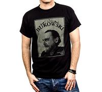 MAKAYA Maglietta da Uomo - Charles Bukowski T-Shirt Nera XXL