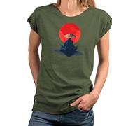 MAKAYA Maglietta Donna con Buddha e Zen Tshirt Spirituale Yoga Meditazione Mindfulness Stile Orientale Cotone Estivo Oversize Grandi Taglie Verde XS