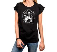 MAKAYA Maglietta Donna Corta Lunga Sexy - Rock n Roll T-Shirt Drummer Top per Palestra/Jeans/Leggins Nera Taglie Forti XL