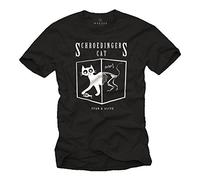 MAKAYA Maglietta Gatto di Schrodinger - T-Shirt Divertenti Theory Uomo - Nera L