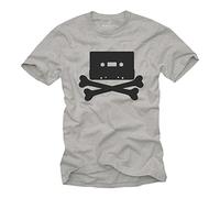 MAKAYA Maglietta Musica Rock - Stampa Hip Hop Tape - Vintage Old School T-Shirt Uomo Grigio XL
