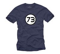 MAKAYA Maglietta Sheldon Uomo - Numero Divertenti Magico 73 T-Shirt Regali Matematica Theory Maglia Blu Taglia Forti XXXXL