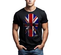 MAKAYA Maglietta Teschio Uomo - T-Shirt Bandiera Union Jack