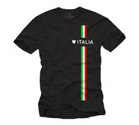 MAKAYA Maglietta Uomo con Bandiera Italiana a Forma di Cuore Amore T-Shirt Maglia Calcio Italia Nero Taglia S