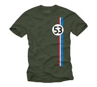MAKAYA Maglietta Uomo Herbie 53 Motivo Vintage Tuning T-Shirt Retro Regali per Amanti delle Auto Verde Taglia L