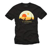 MAKAYA Magliette Casual Uomo Manica Corta Cotone - Tatooine Star Mos Eisley Nero S
