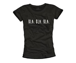 MAKAYA Magliette con Frasi Simpatiche BLA BLA BLA T-Shirt Divertenti Donna Nera L
