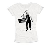 MAKAYA Magliette Donna - Go Away Stupid - T-Shirt Albert Einstein Bianco M