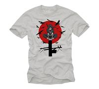 MAKAYA Magliette Manga e Anime - Itachi - Regali Geek Gaming Nerd - Manicha Corta - T-Shirt Uomo Grigio XL