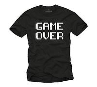 MAKAYA Magliette Videogames da Uomo - Game Over T-Shirt Videogiochi Regali Video Games Gaming Taglia L