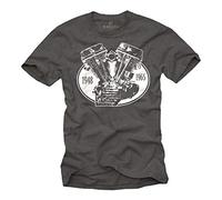 MAKAYA Panhead - Moto Maglietta T-Shirt Biker Accessori Uomo Grigio L