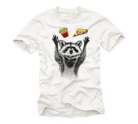 MAKAYA T-Shirt Divertente Procione - Pizza Maglette con Stampe Simpatiche Uomo/Bambino/Raggazzo Bianco M