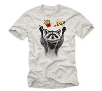 MAKAYA T-Shirt Divertente Procione - Pizza Maglette con Stampe Simpatiche Uomo/Bambino/Raggazzo Grigio S