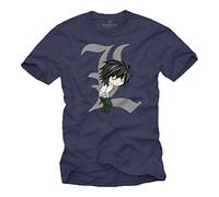 MAKAYA T-Shirt Uomo Nerd - Death by Ryuk Magliette Manga Anime Manica Corta Note Blu S