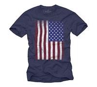 MAKAYA USA T-Shirt Vintage Uomo - Maglietta Bandiera Americana Blu S