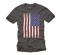 MAKAYA USA T-Shirt Vintage Uomo - Maglietta Bandiera Americana Grigio M