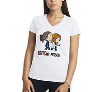 Makdi Greys Anatomy You Are My Person Camicia Donna con Scollo A V Bianco Size M