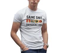 Makdi Trend Retro Same Shit Different Hat T-Shirt Maglietta Bianca per Uomo Size L
