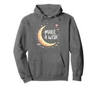 Make A Wish Whimsical Moon Stars Night Sky, Compleanno Ragazza Felpa con Cappuccio, Unisex per Adulti, Asfalto, M