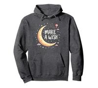 Make A Wish Whimsical Moon Stars Night Sky, Compleanno Ragazza Felpa con Cappuccio, Unisex per Adulti, Grigio Scuro, S