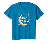 Make A Wish Whimsical Moon Stars Night Sky, Compleanno Ragazza Maglietta, Bambini, Zaffiro, 3 Anni
