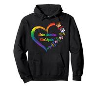 Make America Kind Again Love Dog Paw Felpa con Cappuccio