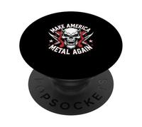 Make America Metal Again - Teschio metallico per amanti della musica PopSockets PopGrip Adesivo