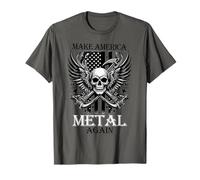 Make America Metal Again Vintage 80s Rock Skeleton Con Maglietta