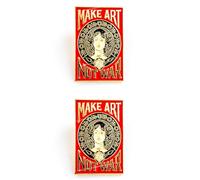 Make Art Not War Deco - Spilla da regalo a tema pacifista/anti-guerra, 3 x 2 cm, colore: rosso e nero, set da 2