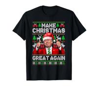 Make Christmas Great Again Funny Trump Xmas Snow Pigiama Ugly Maglietta