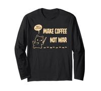 Make Coffee Not War - Simpatico Amante dei Gatti e del caffè - TFS Maglia a Manica