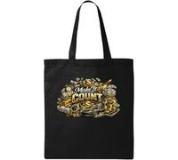 Make It Count - Borsa tote in cotone naturale, motivo motivazionale, colore: Nero