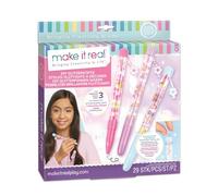 Make It Real 1326 Kit Penne Paillettes Scintillanti Fai da Te | Set Creativo 29 Pezzi con Paillettes, Perline e Decorazioni | Laboratorio Creativo Manuale Ragazze 8+ Anni, Regalo Perfetto