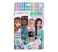 Make It Real Album da disegno di moda Città della moda con stencil e adesivi che stimolano la creatività - Libro da colorare - lavoretti creativi per bambini - Regali per bambine