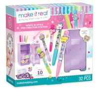 Make It Real Atelier Penne Personalizzate - Kit per Creare e Personalizzare 10 Penne con Paillettes, Set Creativo con Paillettes, Charm e Organizer, Regalo per Bambini e Ragazze dagli 8 Anni