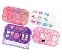 Make It Real: Beauty 2-Go! Set di cosmetici - 136 pezzi, Glamour per occhi, unghie dei capelli, scomparti per vassoio, custodia rosa e viola, ragazze e ragazzi a partire da 8 anni