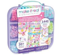 Make It Real: Creator Bead Studio - 1443 pezzi, kit per braccialetti fai da te, perline e ciondoli, progetta e realizza oltre 30 bracciali, gioielli artigianali, custodia per il trasporto, ragazze e