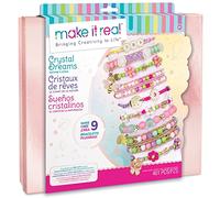 Make It Real Crystal Dreams - Kit per Creare 9 Braccialetti con Perline, Cristalli e Ciondoli Floreali, Set Gioielli Fai da Te per Bambini e Ragazze, Hobby Creativo dagli 8 Anni